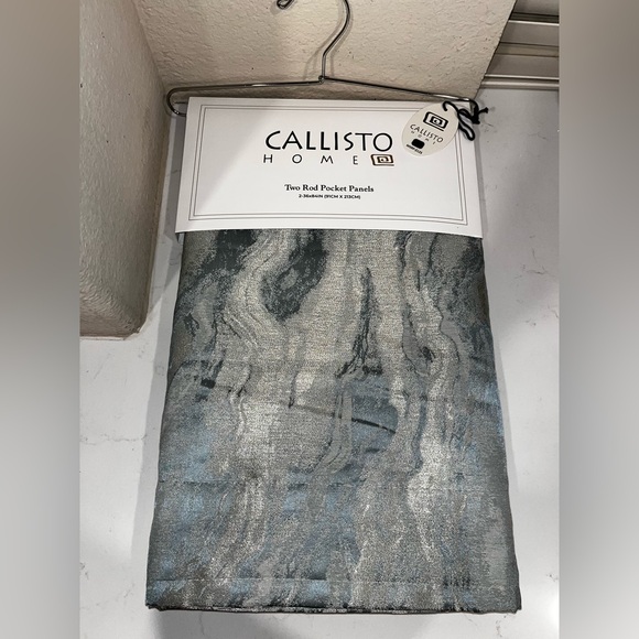1-NWT CALLISTO HOME SEAFOAM MARBLE CURTAINS SET OF 2  36”x 96” PANELS - Picture 6 of 9